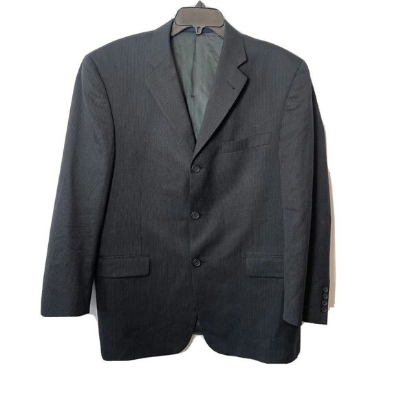 Burberry Mens Long Sleeve 100% Wool Blazer Jacket Black 42 Pockets Button USA